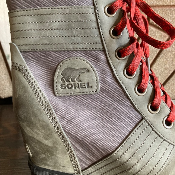 Sorel Lexie Wedge Red Lace Boots Women’s Size 10 Excellent Condition! - Picture 2 of 10